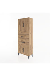 Arges Dolap 2 Raflı 3 Çekmeceli 4 Kapaklı 60x30x163 Çam-Çam
