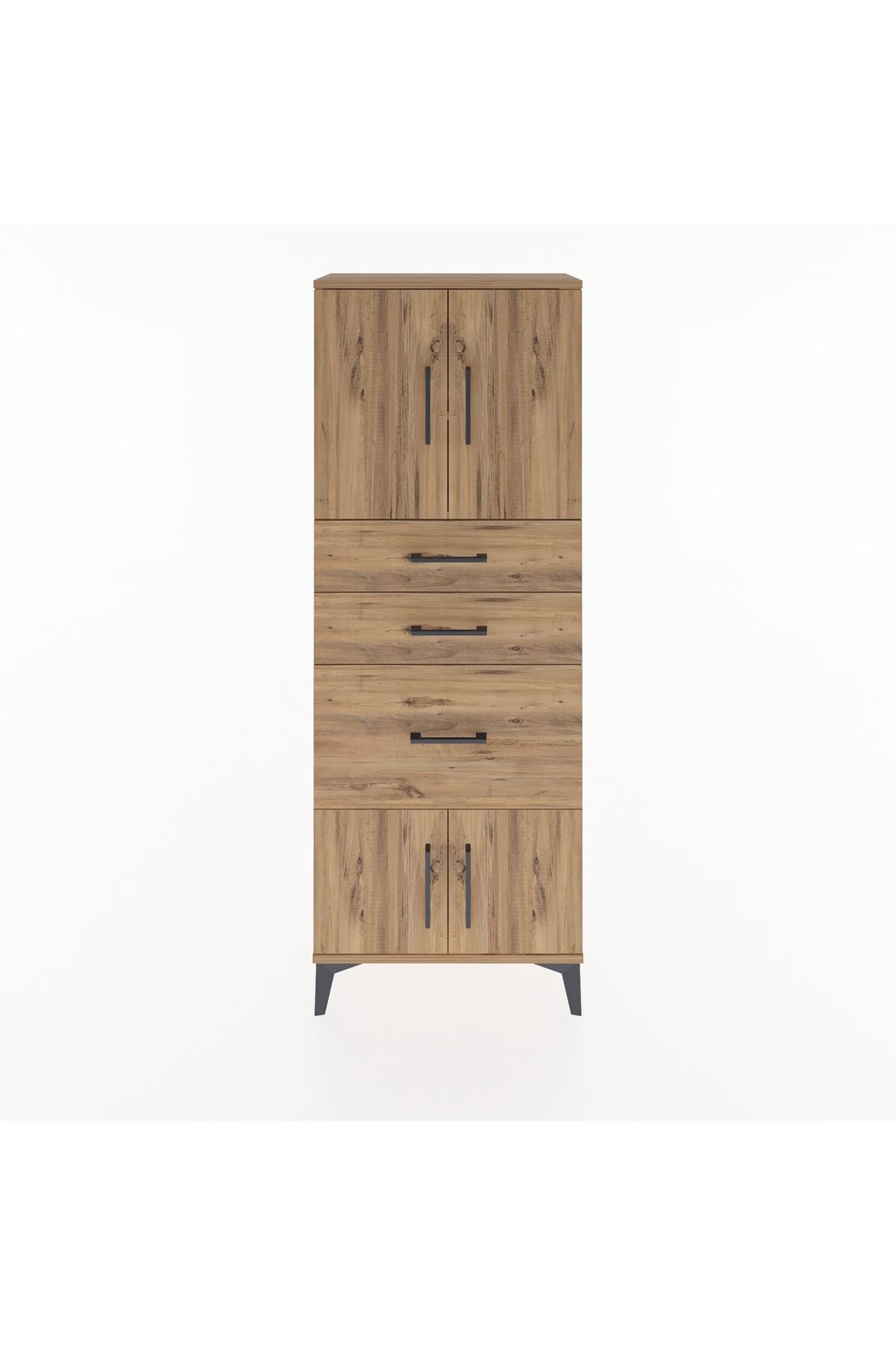 Arges Dolap 2 Raflı 3 Çekmeceli 4 Kapaklı 60x30x163 Çam-Çam