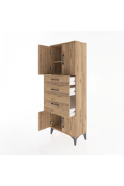 Arges Dolap 2 Raflı 3 Çekmeceli 4 Kapaklı 60x30x163 Çam-Çam