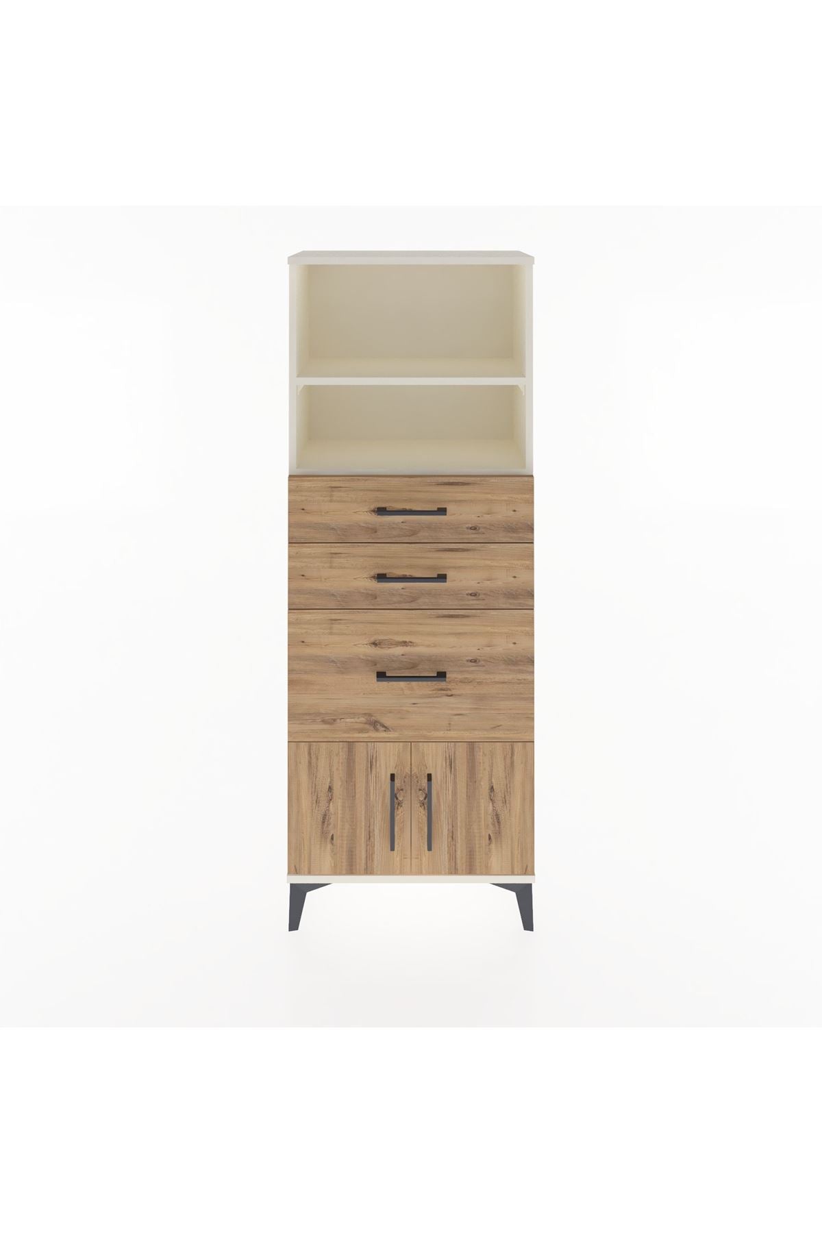 Arges Dolap 2 Raflı 3 Çekmeceli 2 Kapaklı 60x30x163 Aytaşı-Çam