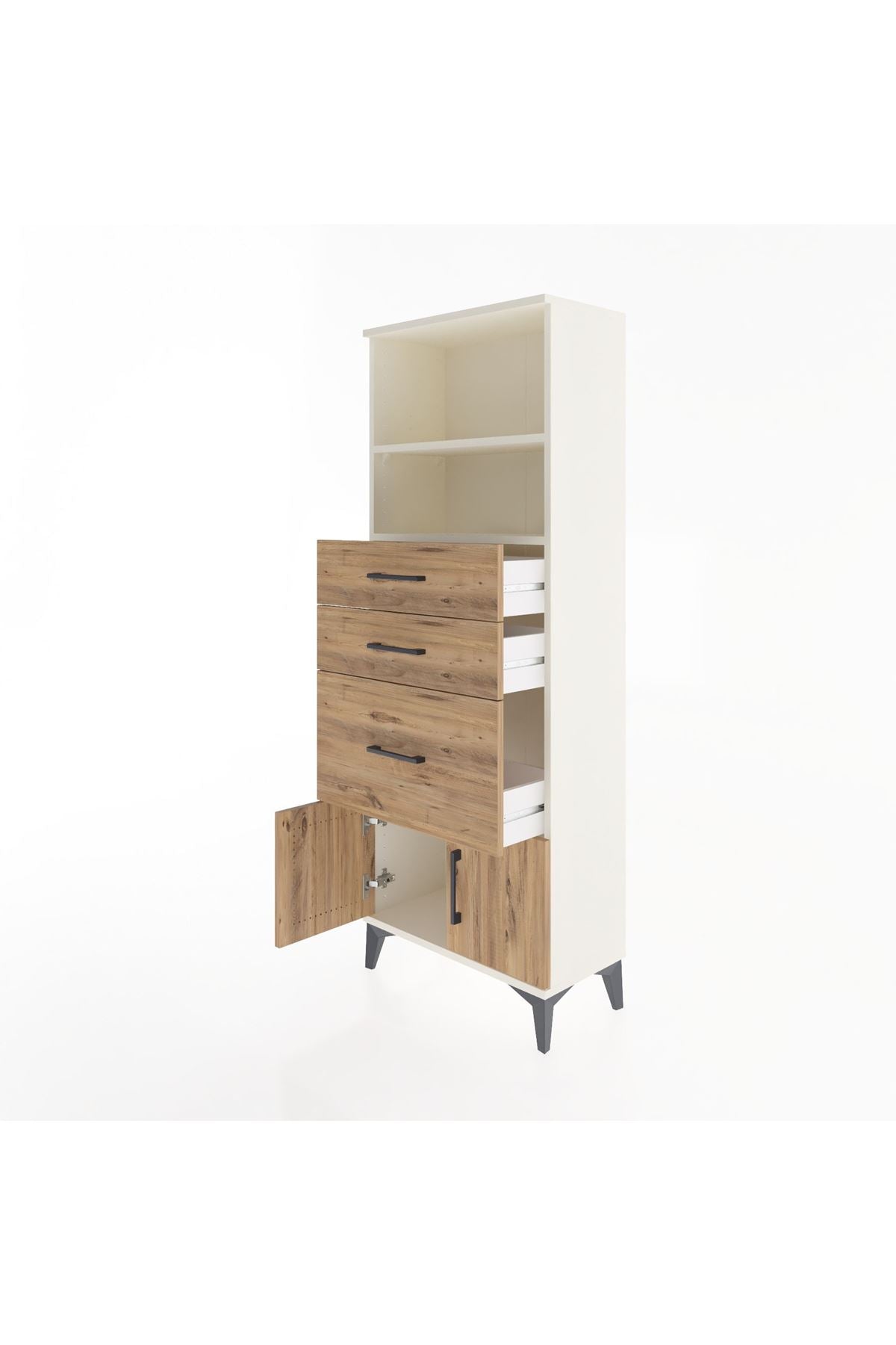 Arges Dolap 2 Raflı 3 Çekmeceli 2 Kapaklı 60x30x163 Aytaşı-Çam