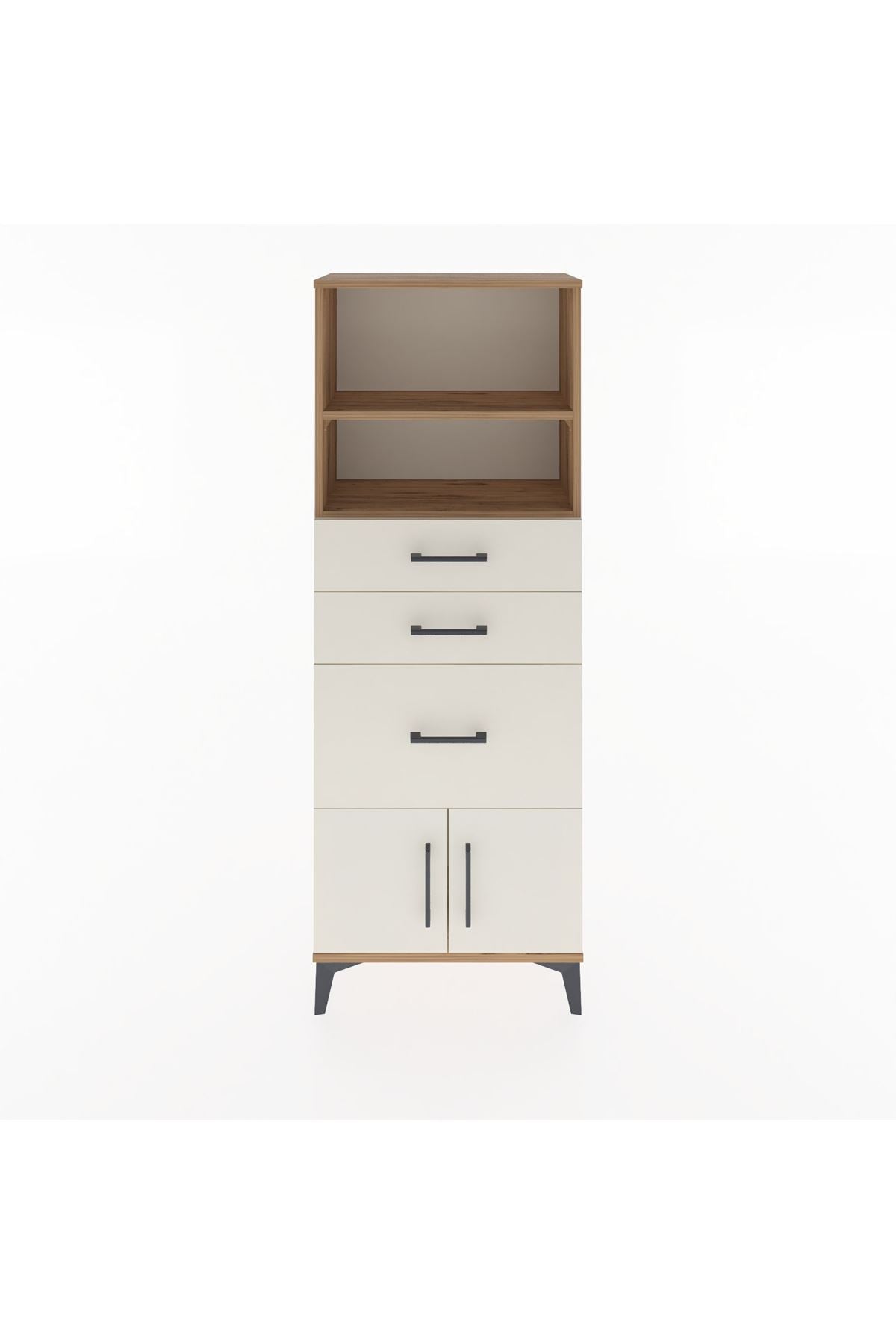 Arges Dolap 2 Raflı 3 Çekmeceli 2 Kapaklı 60x30x163 Çam-Aytaşı