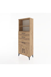 Arges Dolap 2 Raflı 3 Çekmeceli 2 Kapaklı 60x30x163 Çam-Çam