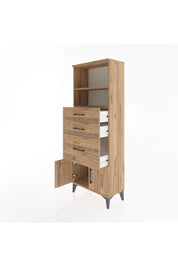 Arges Dolap 2 Raflı 3 Çekmeceli 2 Kapaklı 60x30x163 Çam-Çam
