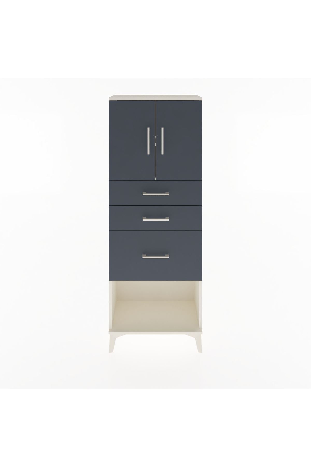 Arges Dolap 2 Raflı 3 Çekmeceli 2 Kapaklı 60x30x163 Aytaşı-Antrasit