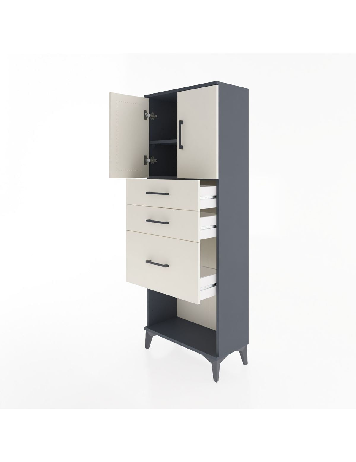 Arges Dolap 2 Raflı 3 Çekmeceli 2 Kapaklı 60x30x163 - S20M039V4A