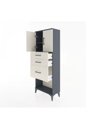 Arges Dolap 2 Raflı 3 Çekmeceli 2 Kapaklı 60x30x163 Antrasit-Aytaşı