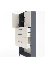 Arges Dolap 2 Raflı 3 Çekmeceli 2 Kapaklı 60x30x163 Antrasit-Aytaşı