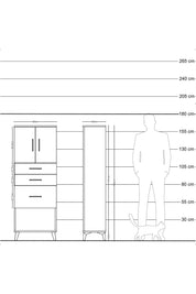 Arges Dolap 2 Raflı 3 Çekmeceli 2 Kapaklı 60x30x163 Antrasit-Çam