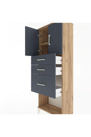 Arges Dolap 2 Raflı 3 Çekmeceli 2 Kapaklı 60x30x163 Çam-Antrasit