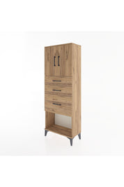 Arges Dolap 2 Raflı 3 Çekmeceli 2 Kapaklı 60x30x163 Çam-Çam
