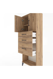 Arges Dolap 2 Raflı 3 Çekmeceli 2 Kapaklı 60x30x163 Çam-Çam