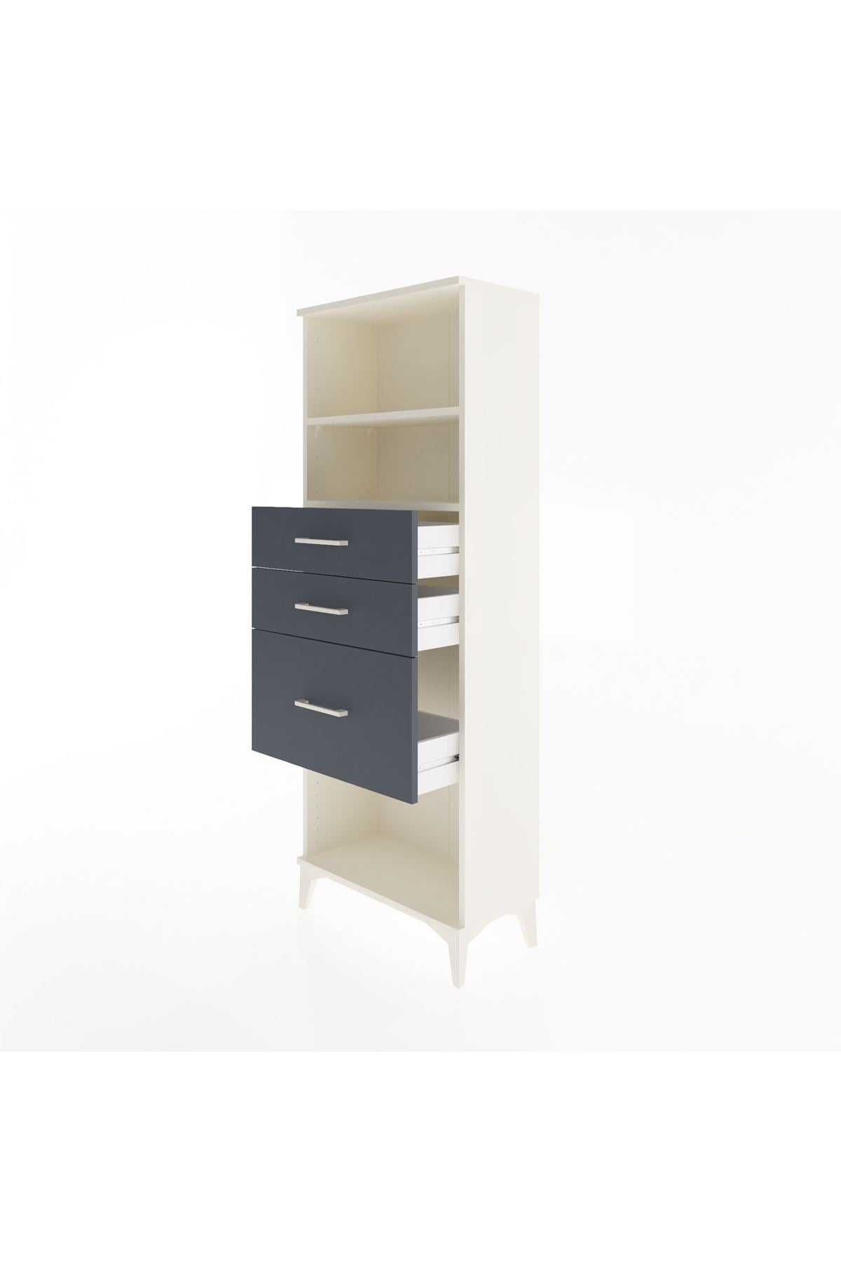 Arges Dolap 2 Raflı 3 Çekmeceli 60x30x163 Aytaşı-Antrasit