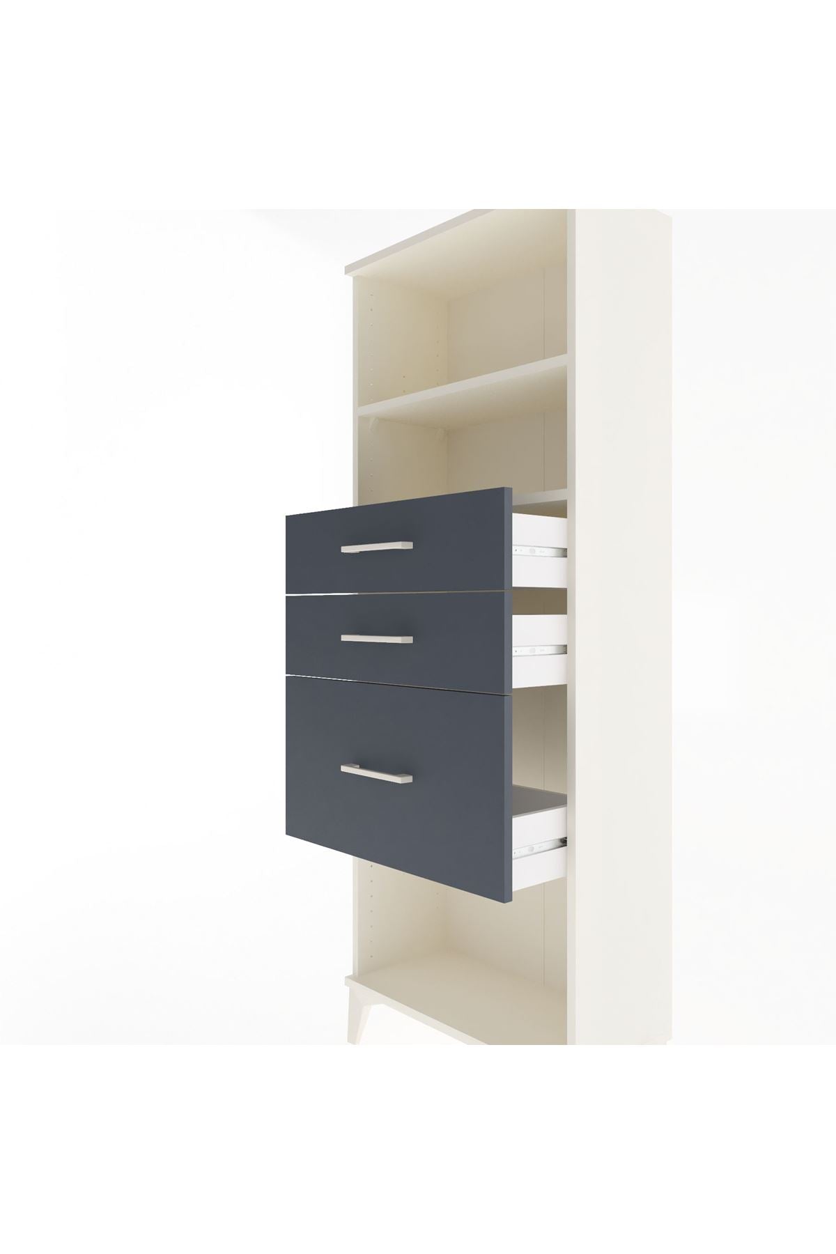 Arges Dolap 2 Raflı 3 Çekmeceli 60x30x163 Aytaşı-Antrasit