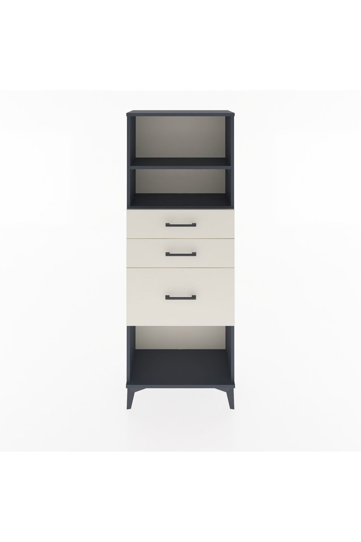 Arges Dolap 2 Raflı 3 Çekmeceli 60x30x163 Antrasit-Aytaşı