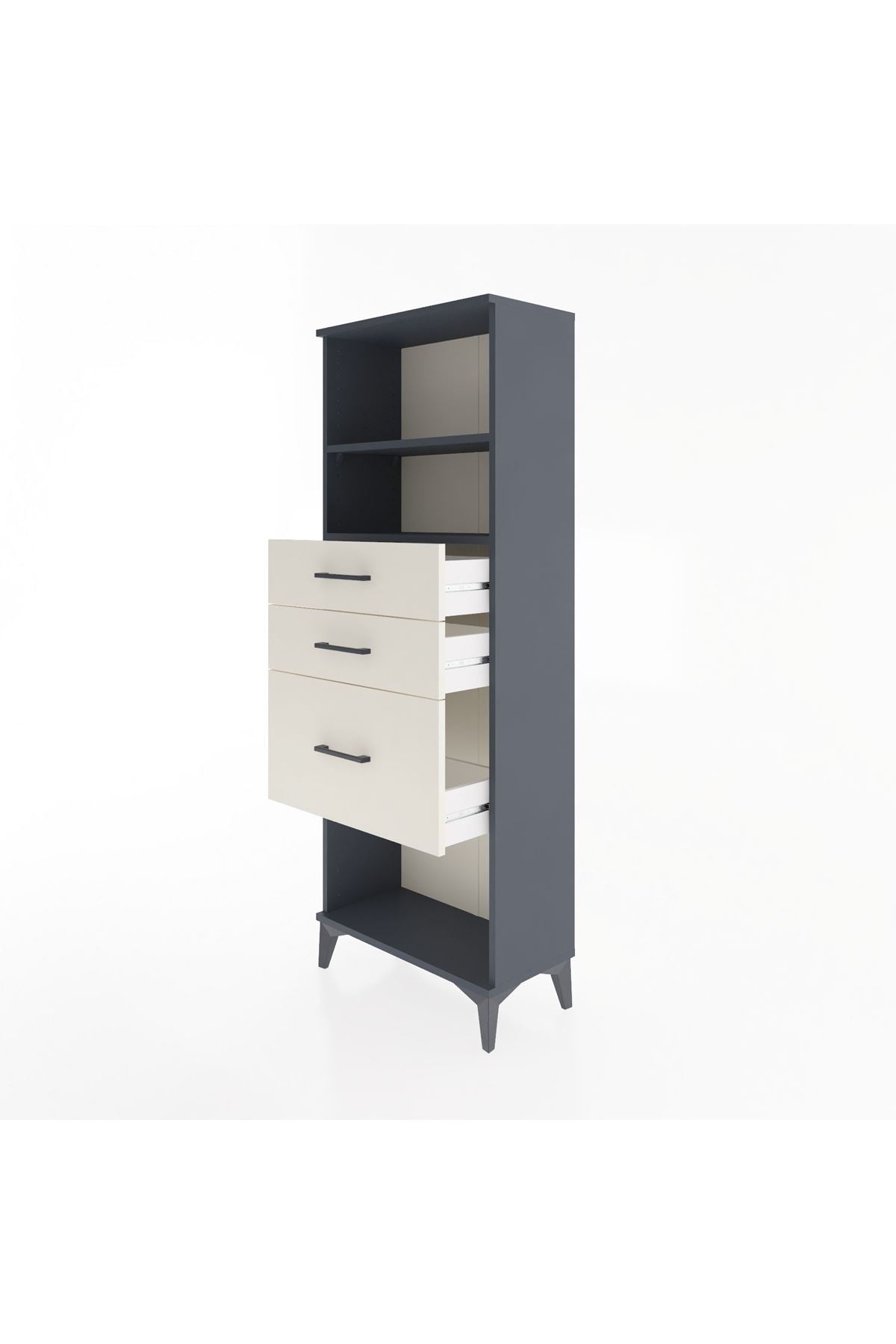 Arges Dolap 2 Raflı 3 Çekmeceli 60x30x163 Antrasit-Aytaşı