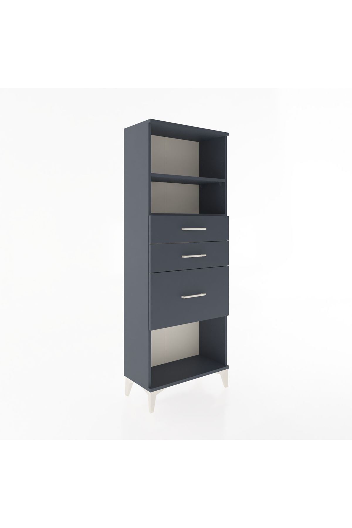 Arges Dolap 2 Raflı 3 Çekmeceli 60x30x163 Antrasit-Antrasit