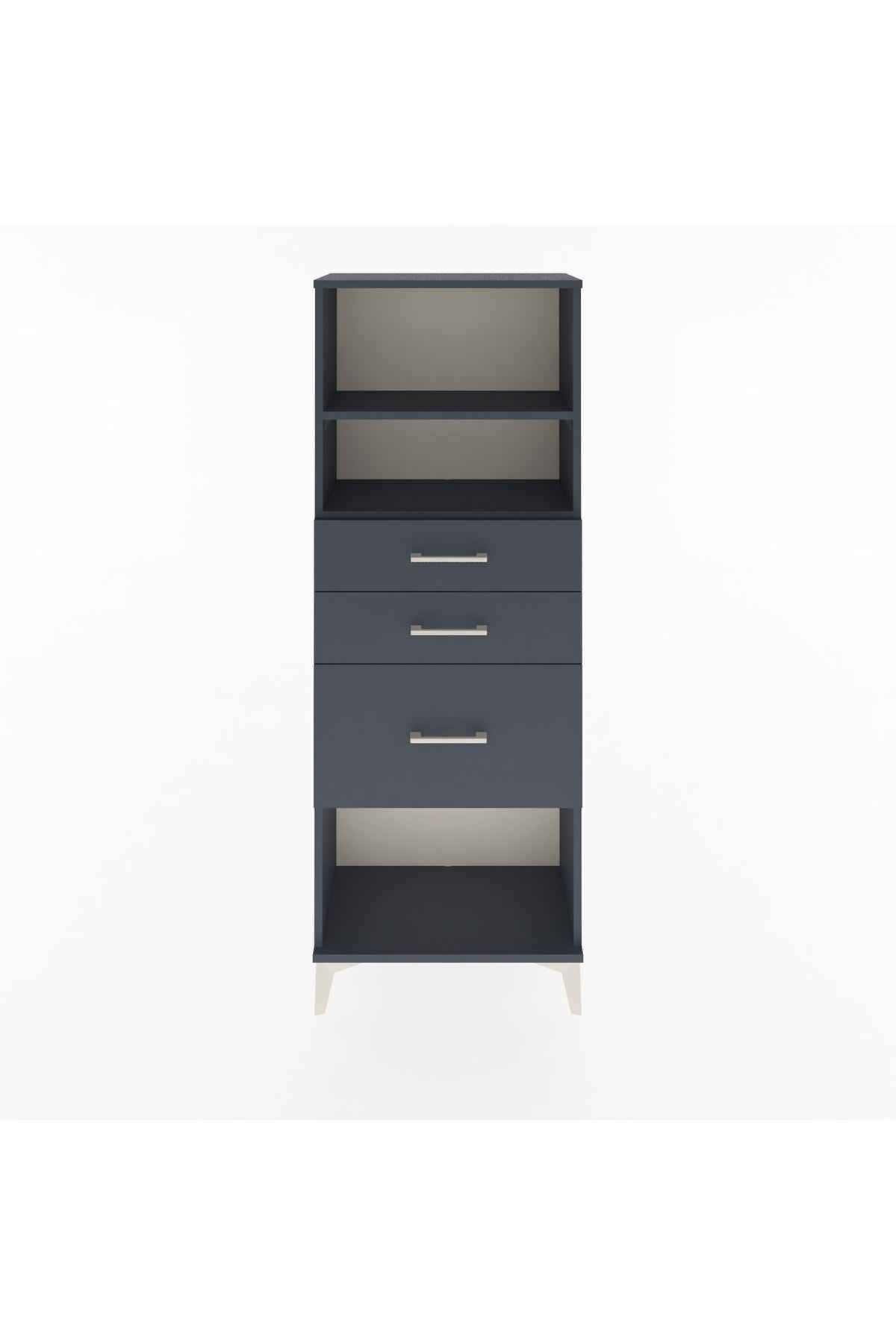 Arges Dolap 2 Raflı 3 Çekmeceli 60x30x163 Antrasit-Antrasit