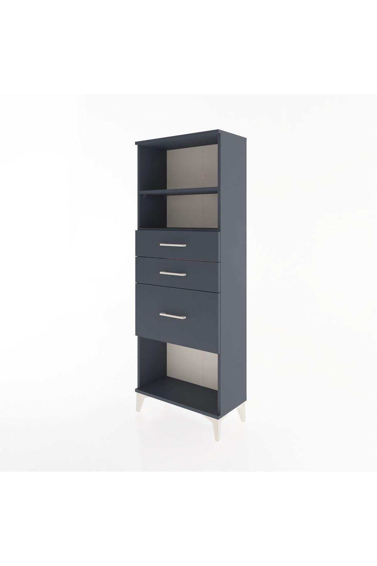 Arges Dolap 2 Raflı 3 Çekmeceli 60x30x163 Antrasit-Antrasit