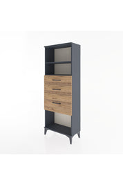 Arges Dolap 2 Raflı 3 Çekmeceli 60x30x163 Antrasit-Çam
