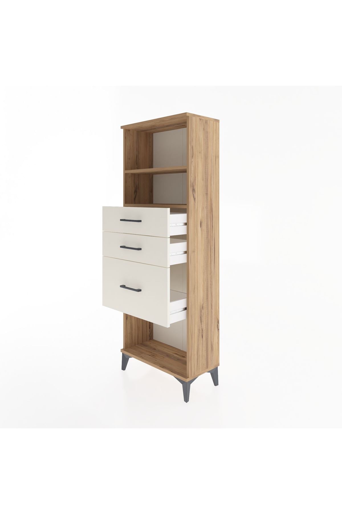 Arges Dolap 2 Raflı 3 Çekmeceli 60x30x163 Çam-Aytaşı