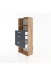 Arges Dolap 2 Raflı 3 Çekmeceli 60x30x163 Çam-Antrasit