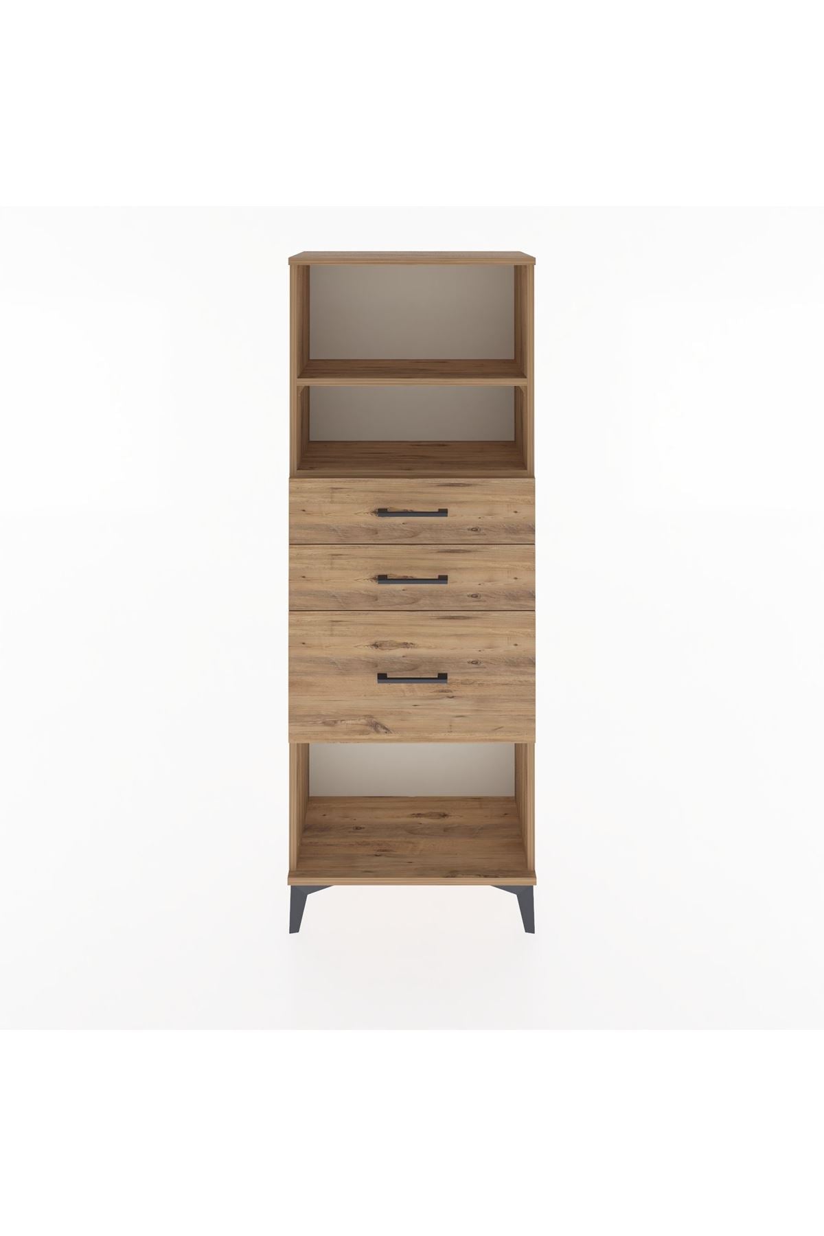 Arges Dolap 2 Raflı 3 Çekmeceli 60x30x163 Çam-Çam