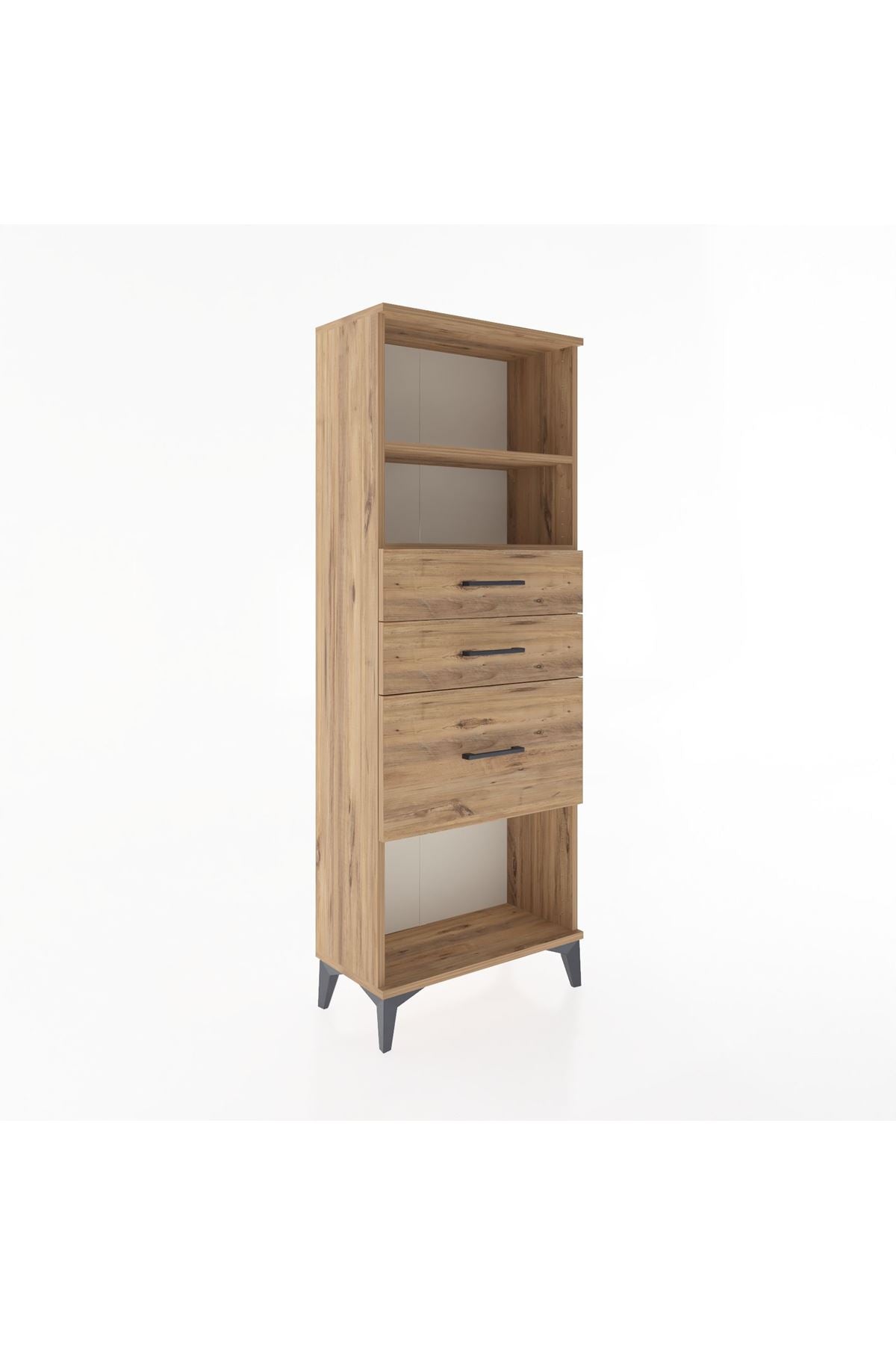 Arges Dolap 2 Raflı 3 Çekmeceli 60x30x163 Çam-Çam