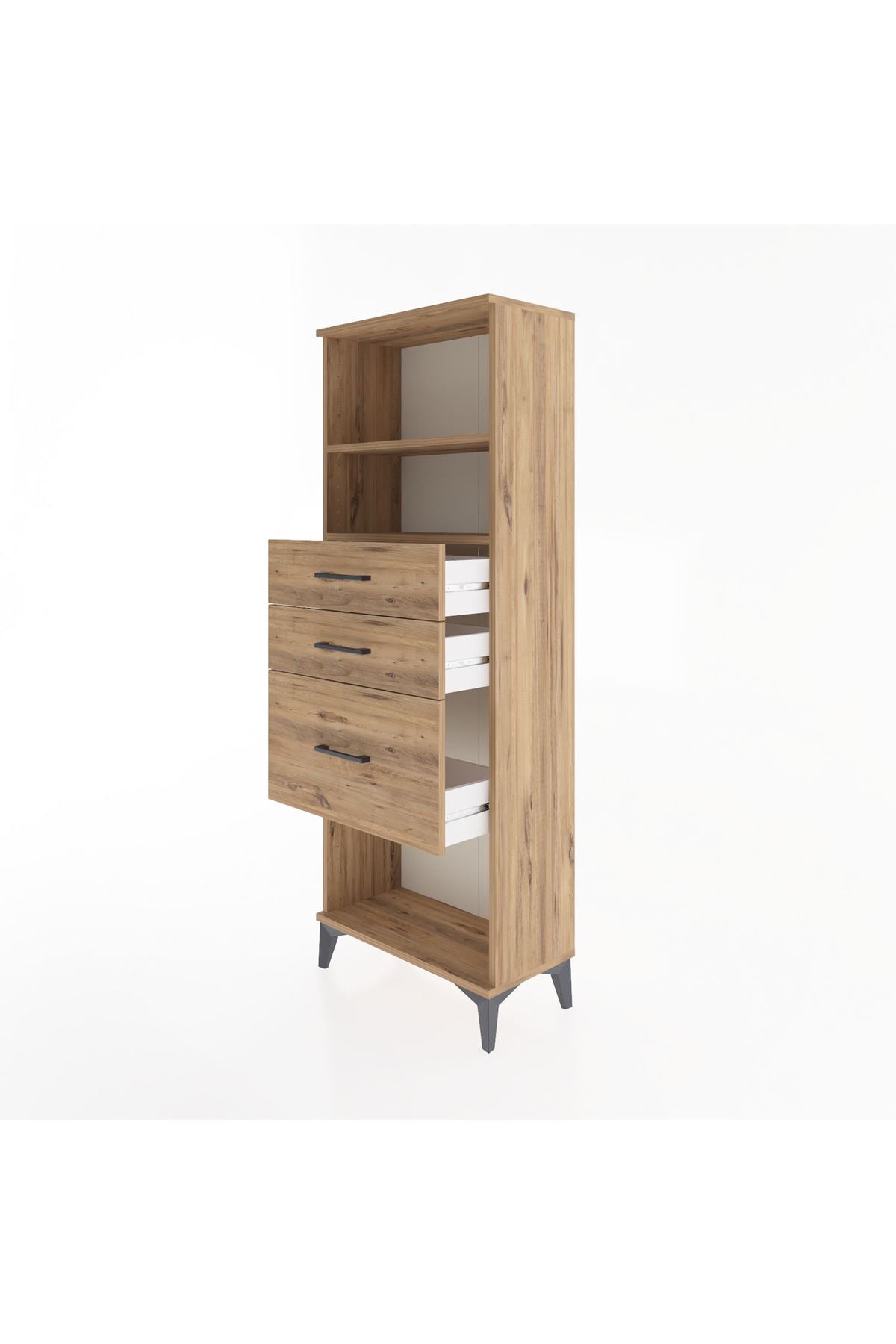 Arges Dolap 2 Raflı 3 Çekmeceli 60x30x163 Çam-Çam