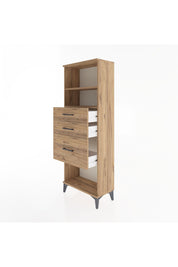 Arges Dolap 2 Raflı 3 Çekmeceli 60x30x163 Çam-Çam