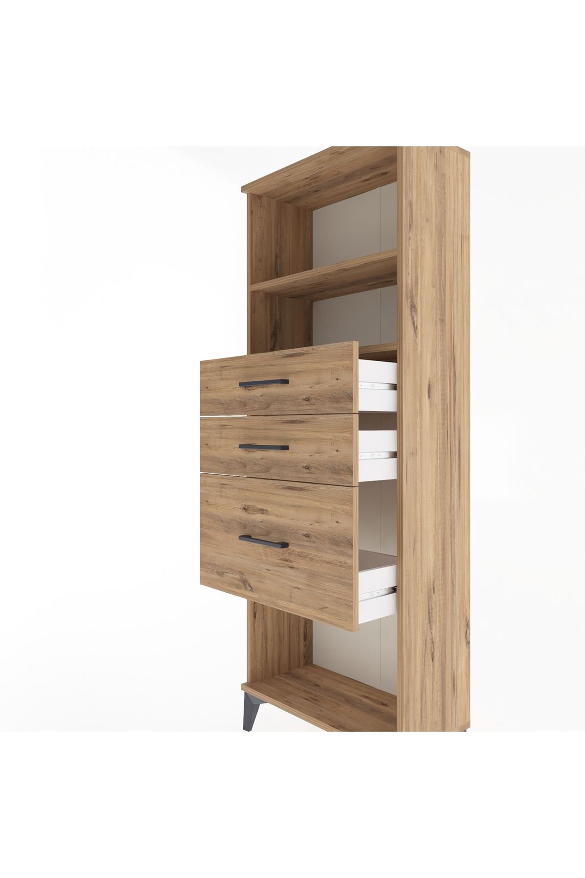 Arges Dolap 2 Raflı 3 Çekmeceli 60x30x163 Çam-Çam