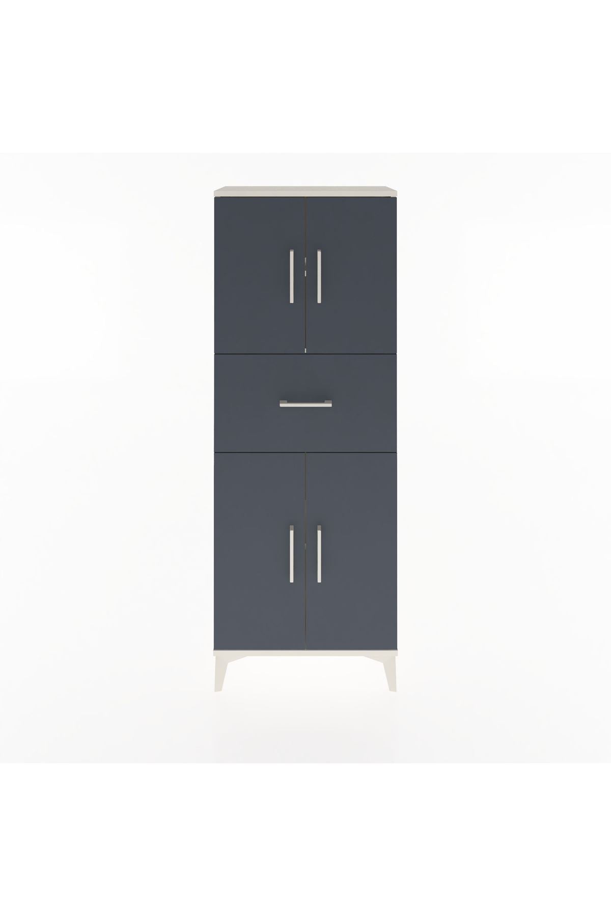 Arges Dolap 2 Raflı Tek Çekmeceli 4 Kapaklı 60x30x163 Aytaşı-Antrasit