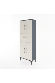 Arges Dolap 2 Raflı Tek Çekmeceli 4 Kapaklı 60x30x163 Antrasit-Aytaşı