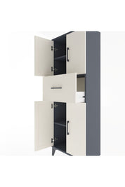 Arges Dolap 2 Raflı Tek Çekmeceli 4 Kapaklı 60x30x163 Antrasit-Aytaşı