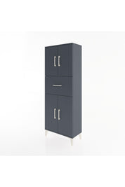 Arges Dolap 2 Raflı Tek Çekmeceli 4 Kapaklı 60x30x163 Antrasit-Antrasit