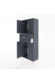 Arges Dolap 2 Raflı Tek Çekmeceli 4 Kapaklı 60x30x163 Antrasit-Antrasit