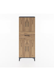 Arges Dolap 2 Raflı Tek Çekmeceli 4 Kapaklı 60x30x163 Antrasit-Çam