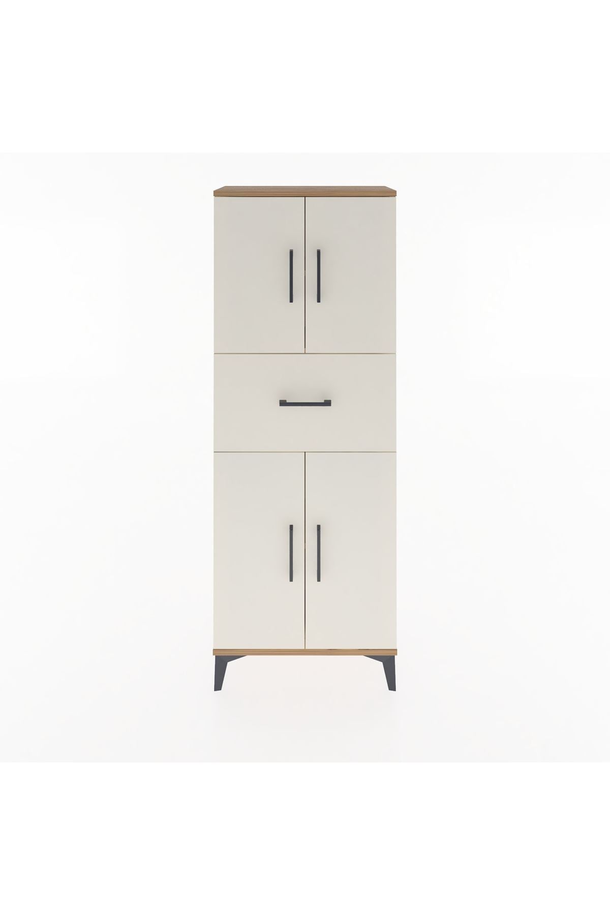 Arges Dolap 2 Raflı Tek Çekmeceli 4 Kapaklı 60x30x163 Çam-Aytaşı