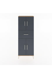 Arges Dolap 2 Raflı Tek Çekmeceli 4 Kapaklı 60x30x163 Çam-Antrasit