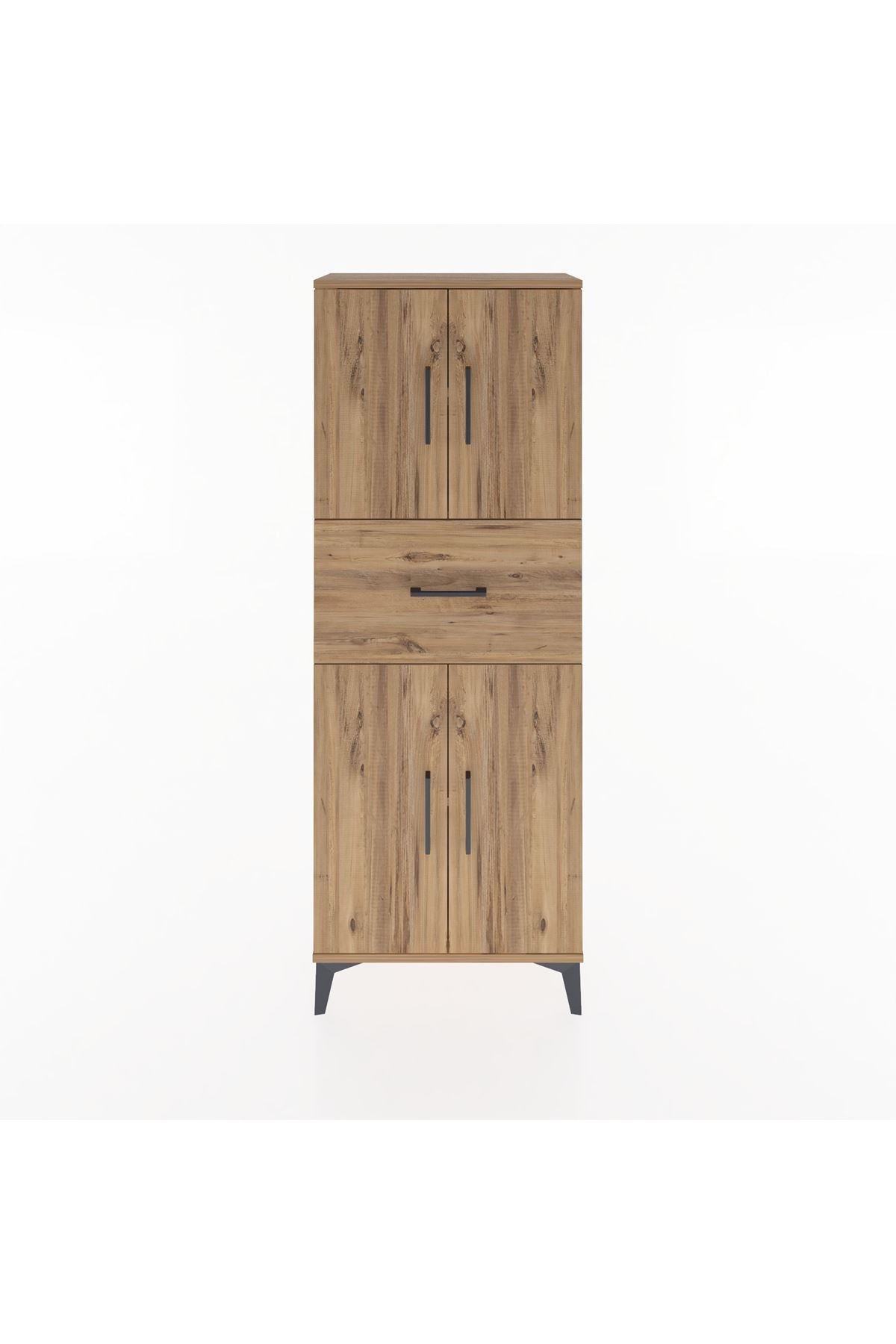 Arges Dolap 2 Raflı Tek Çekmeceli 4 Kapaklı 60x30x163 Çam-Çam
