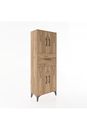 Arges Dolap 2 Raflı Tek Çekmeceli 4 Kapaklı 60x30x163 Çam-Çam
