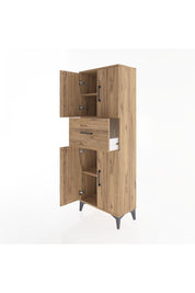 Arges Dolap 2 Raflı Tek Çekmeceli 4 Kapaklı 60x30x163 Çam-Çam