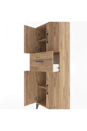 Arges Dolap 2 Raflı Tek Çekmeceli 4 Kapaklı 60x30x163 Çam-Çam