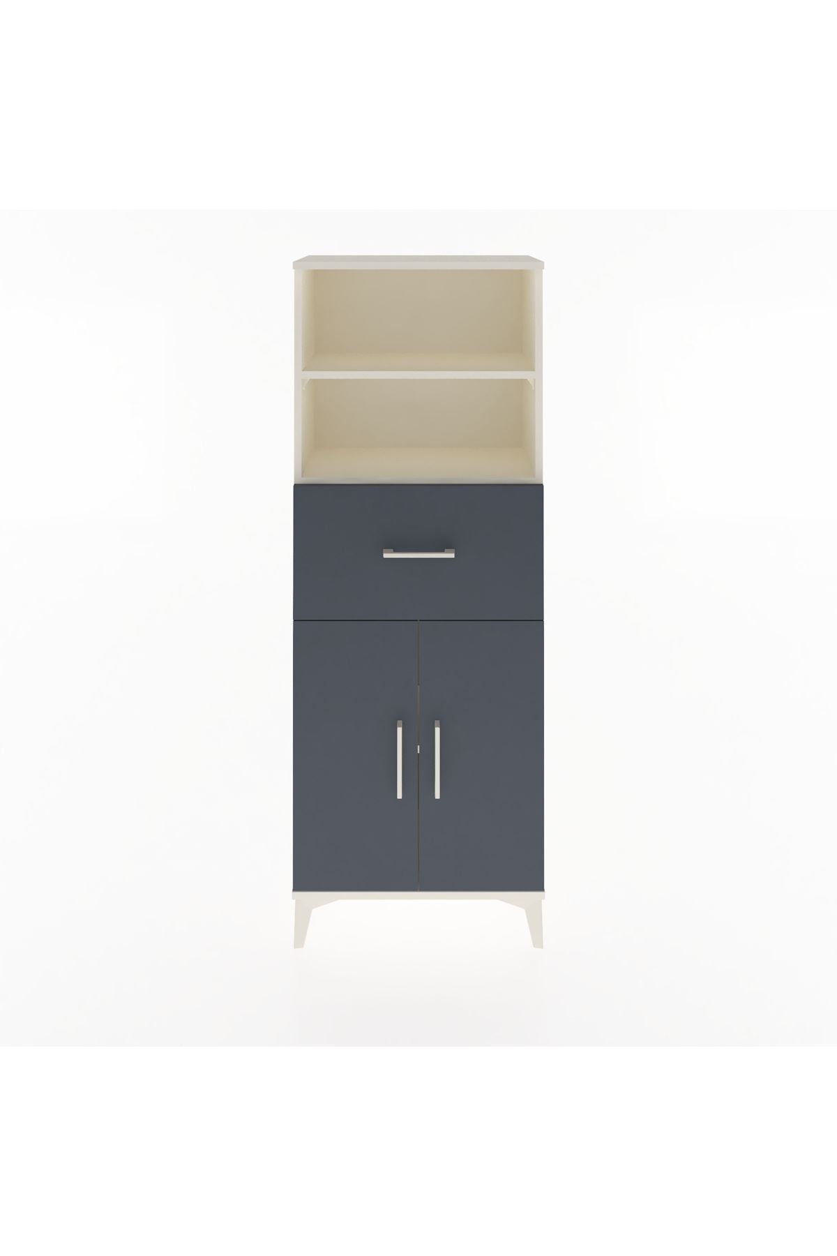 Arges Dolap 3 Raflı Tek Çekmeceli 2 Kapaklı 60x30x163 Aytaşı-Antrasit