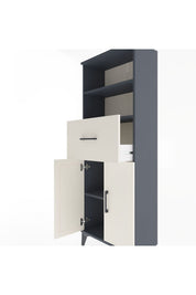 Arges Dolap 3 Raflı Tek Çekmeceli 2 Kapaklı 60x30x163 Antrasit-Aytaşı