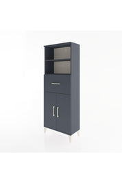 Arges Dolap 3 Raflı Tek Çekmeceli 2 Kapaklı 60x30x163 Antrasit-Antrasit