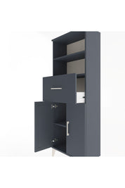 Arges Dolap 3 Raflı Tek Çekmeceli 2 Kapaklı 60x30x163 Antrasit-Antrasit
