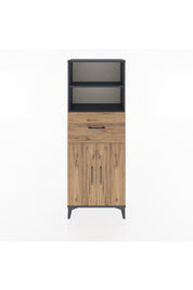 Arges Dolap 3 Raflı Tek Çekmeceli 2 Kapaklı 60x30x163 Antrasit-Çam