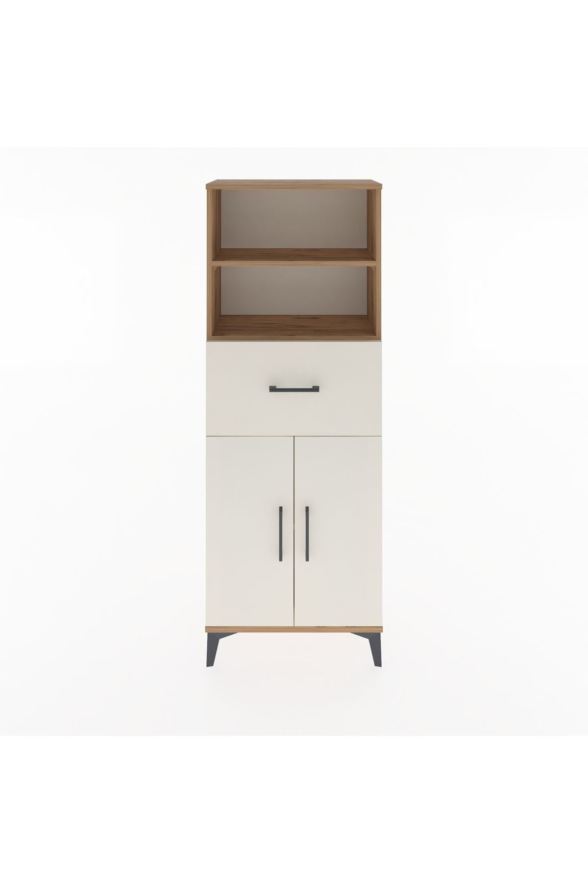 Arges Dolap 3 Raflı Tek Çekmeceli 2 Kapaklı 60x30x163 Çam-Aytaşı
