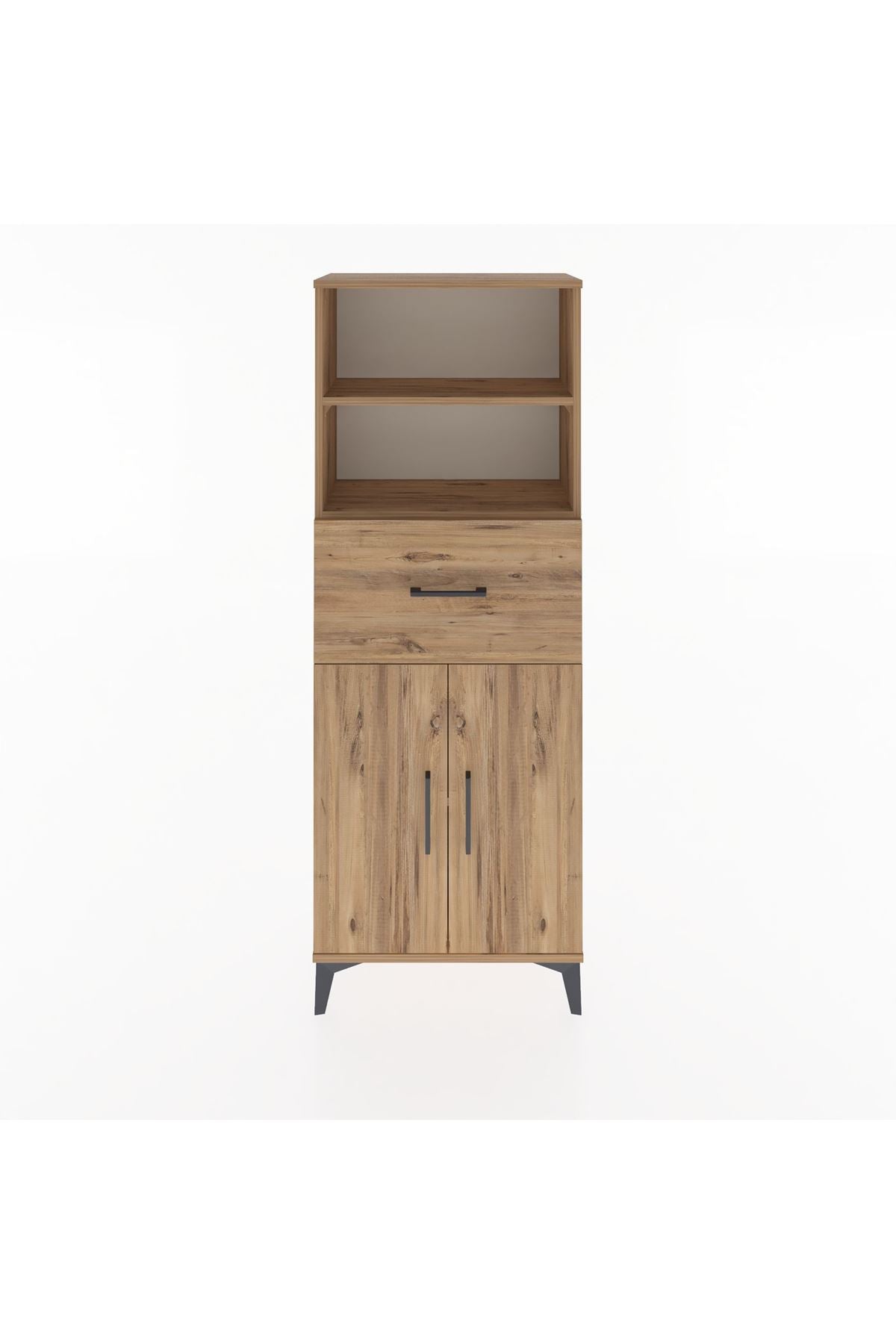 Arges Dolap 3 Raflı Tek Çekmeceli 2 Kapaklı 60x30x163 Çam-Çam